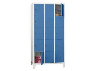 lockerkast,HxBxD 1850x900x500mm,3x5vakken,RAL7035,front RAL5012 - 2