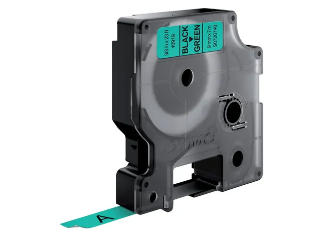 Labeltape Dymo 40919 D1 S720740 9mmx7m zwart op groen