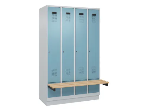 locker met bank,HxBxD 1950x1200x815mm,4vak,vak B 300mm,cilinderslot