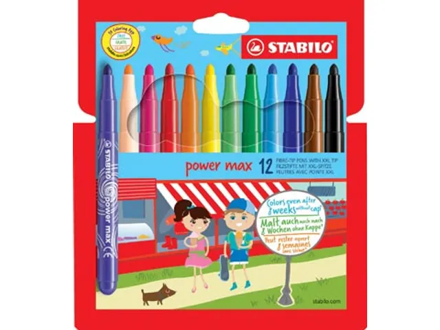 Power Max Viltstift Etui Van 12 Stuks Assorti
