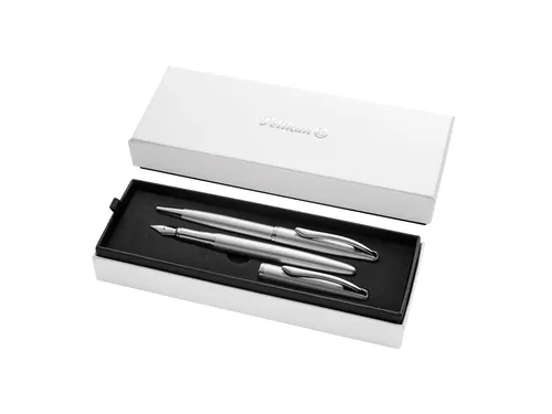 Schrijfset Pelikan Jazz Noble Elegance K36+P36 medium zilver