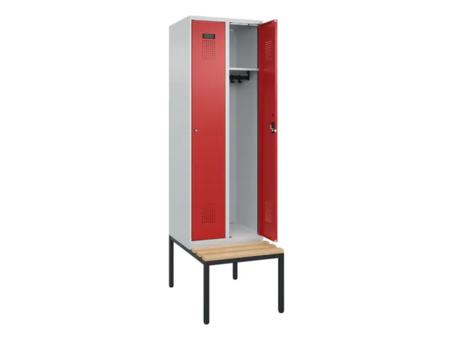 locker met bank,HxBxD 2120x600x815mm,2vak,vak B 300mm,cilinderslot