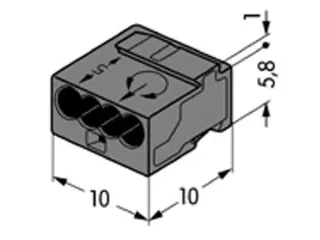 Micro-Draadconnector Voor Verdeeldozen 4-Aderig Klemmenblok, Donkergri - 3