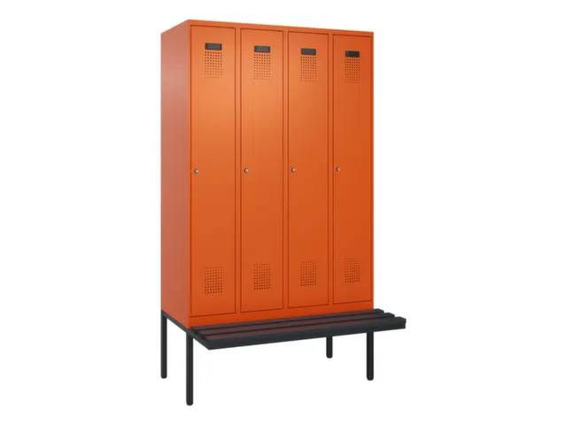 locker met bank,voor scheiding van kleding,HxBxD 2120x1200x815mm,4vak