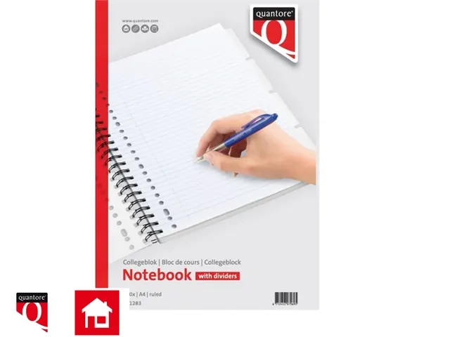 Collegeblok Quantore A4 lijn 23-gaats 4 tabs 100vel 70gr