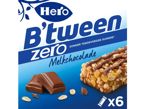 Tussendoortje Hero B'tween melkchocolade zero 6pack reep 20gr