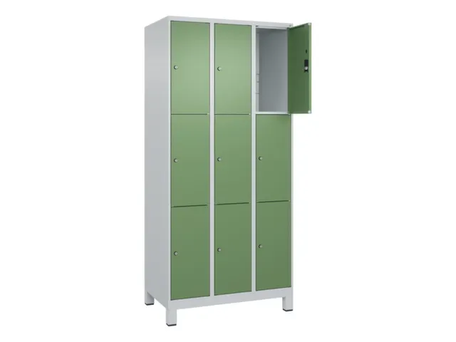 lockerkast,HxBxD 1950x900x500mm,3x3vakken,vak B 300mm,cil.-slot,voeten