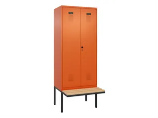 PBM-locker met bank,HxBxD 2120x800x815mm,2vak,vak B 400mm,draaigrendel - 2