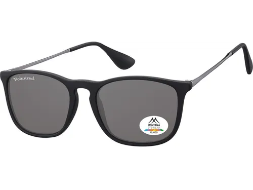 Zonnebril Montana met smoke gepolariseerd glas en metalen pootje zwart
