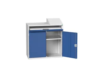 pc-kast 1130x1050x550mm toetsenbordblad RAL7035 + RAL5010 - 1