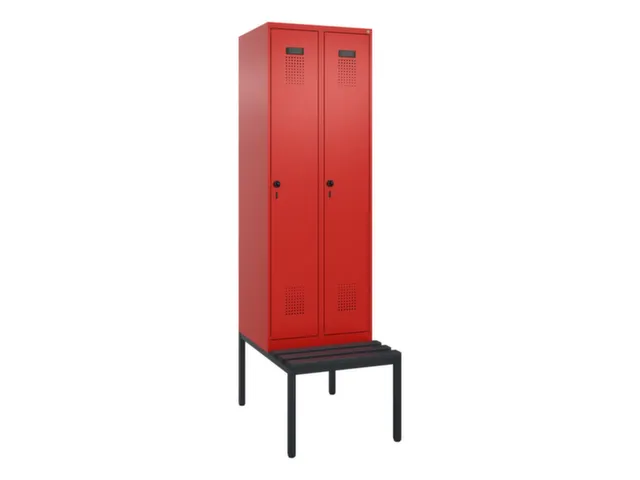 locker met bank,voor scheiding van kleding,HxBxD 2120x600x815mm,2vak