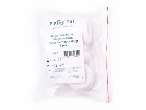 Vingerhoesje Vingerbob Textiel Wit 1 Maat 5 Stuks