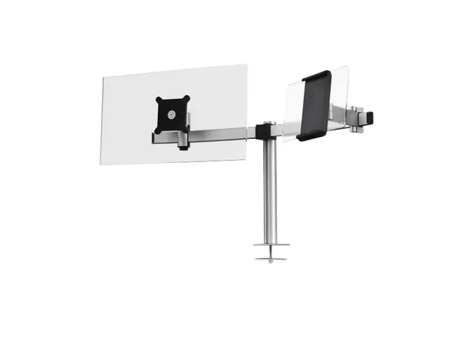 Monitorarm Durable met bladdoorvoer voor 1 scherm en 1 tablet