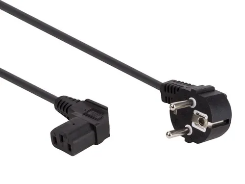 Voedingskabel Zwart CEE 7/7 90° + C13 90° L=2.5m H05VV-F 3G1.0mm²
