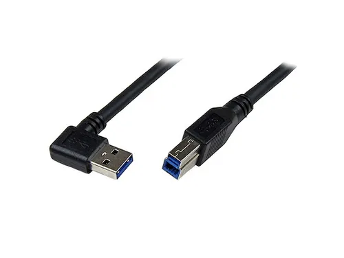 1 meter zwarte SuperSpeed USB 3.0-kabel - rechtshoekig A naar B - M/M