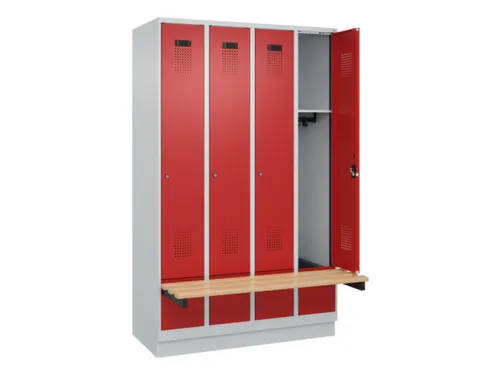 locker met bank,HxBxD 1950x1200x815mm,4vak,vak B 300mm,cilinderslot