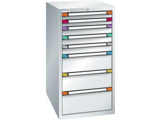 ladekast,HxBxD 1200x605x695mm,8lade(n),cil.-slot,RAL7035,front RAL7035 - 2