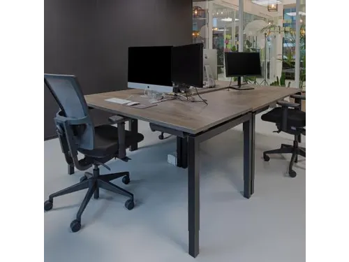 Bureaustoel 400 NPR Stof zwart, rug Wol/Mesh Grijs, Zwart voetkruis