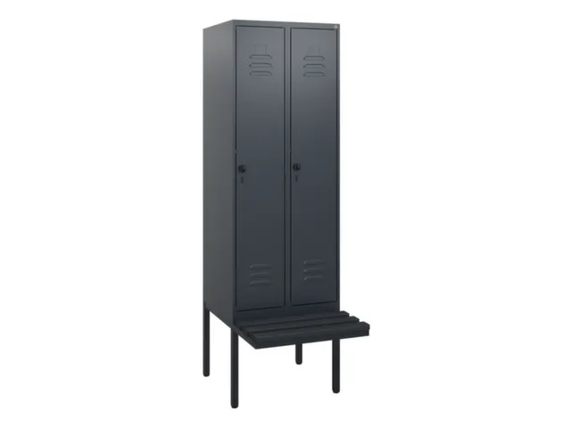 locker met bank,HxBxD 1950x600x815mm,2vak,vak B 300mm,draaigrendel