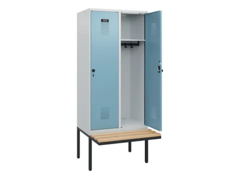 locker met bank,HxBxD 1950x800x815mm,2vak,vak B 400mm,draaigrendel