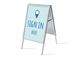Stoepbord A1 complete set met print "Sign in here" Blauw - 1