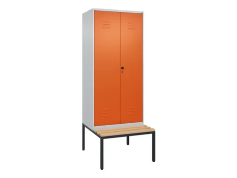 PBM-locker met bank,HxBxD 2120x800x815mm,2vak,vak B 400mm,draaigrendel