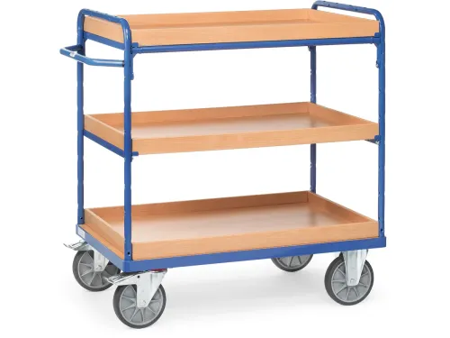 Etagewagens 3 Etages Met Rand 8120 Hout 500kg 850x500mm Ral5007
