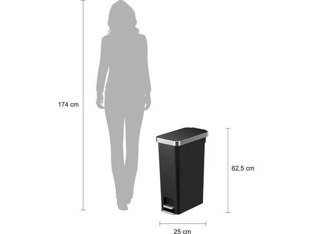 Afvalbak EKO Hana Slim pedaalemmer 40 liter zwart
