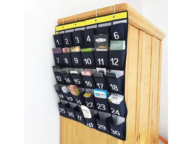 Telefoontas blauw met 30 vakken incl. 4 ophanghaken