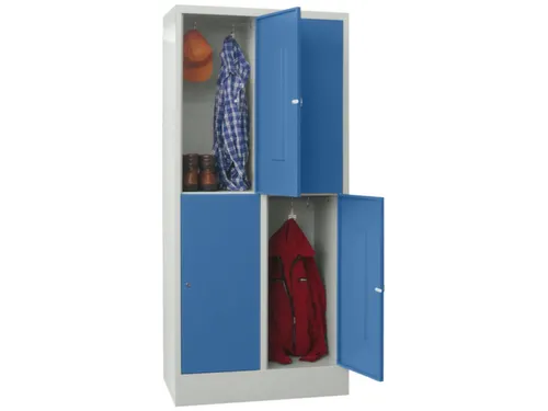 lockerkast,HxBxD 1850x800x500mm,2x2vakken,RAL7035,front RAL5012