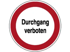 verbodsbord,“Doorgang verboden”,wandbord,aluminium,standaard,Ø 31