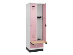 locker met bank,HxBxD 1950x600x815mm,2vak,vak B 300mm,draaigrendel