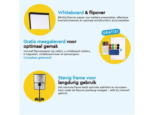 BRASQ Flipover Mobiel Deluxe 70x100cm Magnetisch Zwart met accessoires