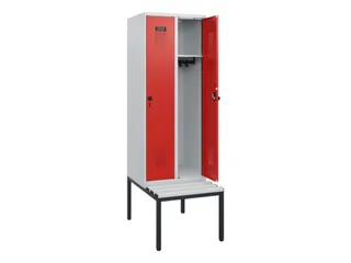 locker met bank,HxBxD 1950x600x815mm,2vak,vak B 300mm,draaigrendel - 1