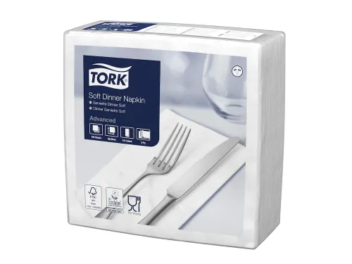 Servetten Tork 477579 Soft dinner 3-laags 39x39cm wit 100st.