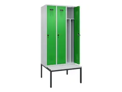 locker met bank,voor scheiding van kleding,HxBxD 2120x900x815mm,3vak
