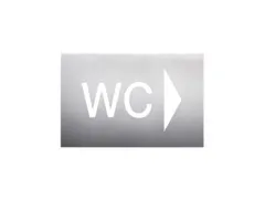 wandbord,WC,pijl rechts,RVS,zelfklevend,HxB 160x235mm