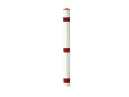 Afzetpaal Ronde Buis Ø 76mm Vast Te Betonneren Spitse Kop Wit/Rood