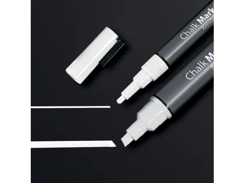 Krijtstift Sigel wit set 2 stuks ronde- en beitelpunt