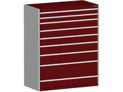 ladekast 1600x1300x650mm 9laden zware lasten RAL7035 front RAL3004