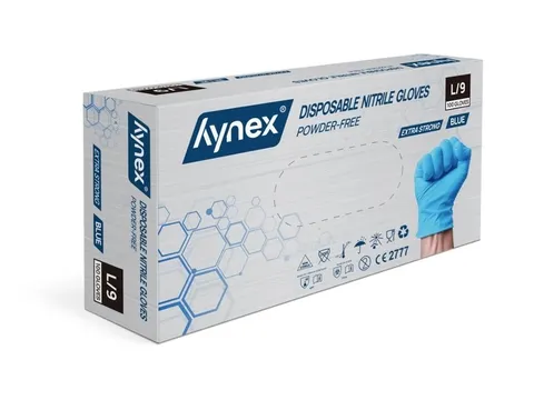 Handschoen Hynex nitril L blauw 5gr extra sterk 100 stuks