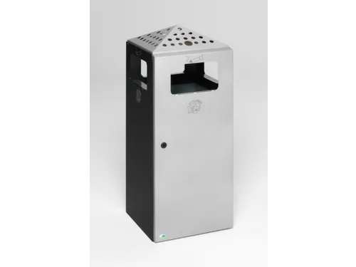 Combi-Asbak 80 Liter Ral7021 Deksel/Deur Zilverkleurig Staal