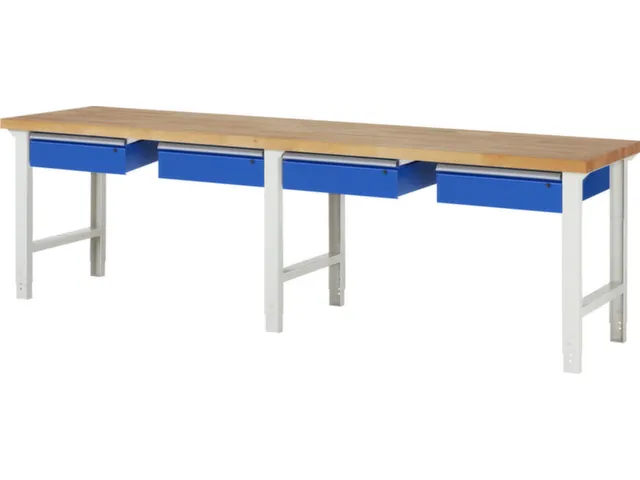 werkbank,HxBxD 790-1140x3000x700mm,beukblad,draagverm. 750kg