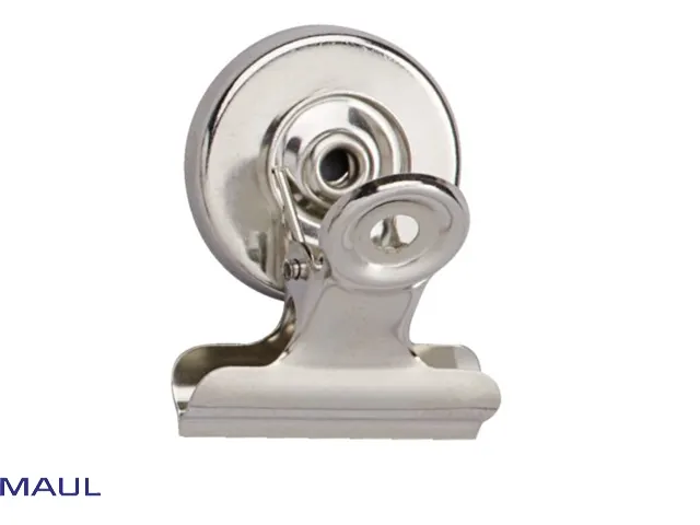 Papierklem MAUL Bulldog met magneet 30mm capaciteit 10mm zilver