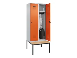 locker met bank,HxBxD 2120x800x815mm,2vak,vak B 400mm,draaigrendel - 1