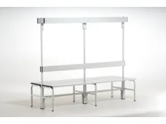 banc double HxLxP 1650x2000x725mm barres alu structure acier RAL7035