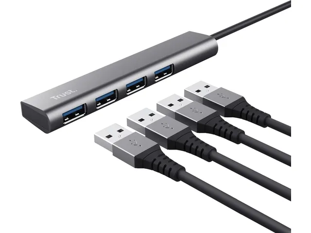 Hub Trust Halyx 4-port USB-C zilver