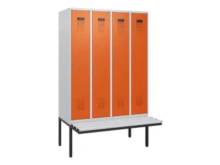 locker met bank,HxBxD 1950x1200x815mm,4vak,vak B 300mm,cilinderslot - 2