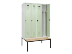 locker met bank,voor scheiding van kleding,HxBxD 2120x1200x815mm,4vak
