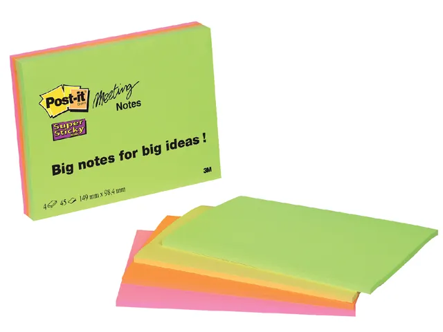 Memoblok 3M Post-it 6445 Super Sticky 152x101mm assorti Big Notes